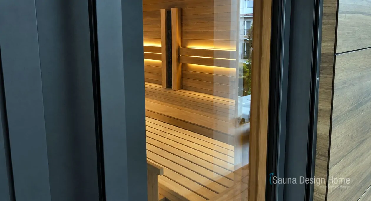 Sauna so sklenenými dverami