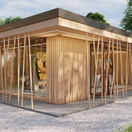 Exkluzivní interiérový a exteriérový design saunového domu