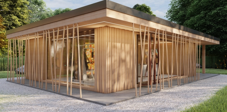Exkluzivní interiérový a exteriérový design saunového domu
