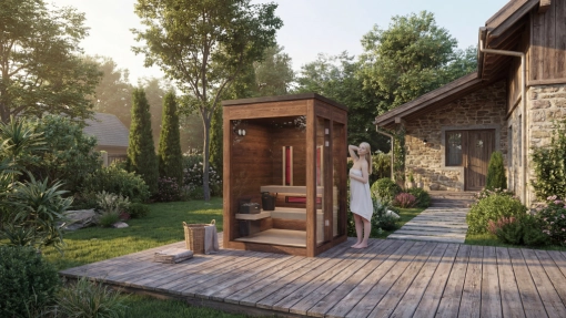 Vonkajšia kombinovaná sauna - ekologický dizajn, eco sauna, kombinovaná sauna