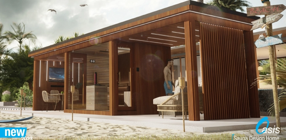 Saunový domek, prosklený, modulární, celoroční wellness domek - Oasis