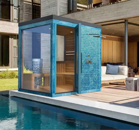 iSauna Color Family – Venkovní kombinovaná sauna se solnou stěnou a sprchou