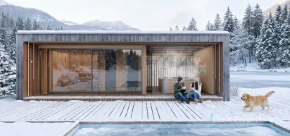 Vonkajšia sauna, wellness dom, mini rekreačný dom v individuálnych rozmeroch
