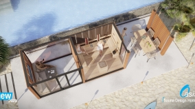 Oasis saunový domeček s otevřenou a uzavřenou terasou